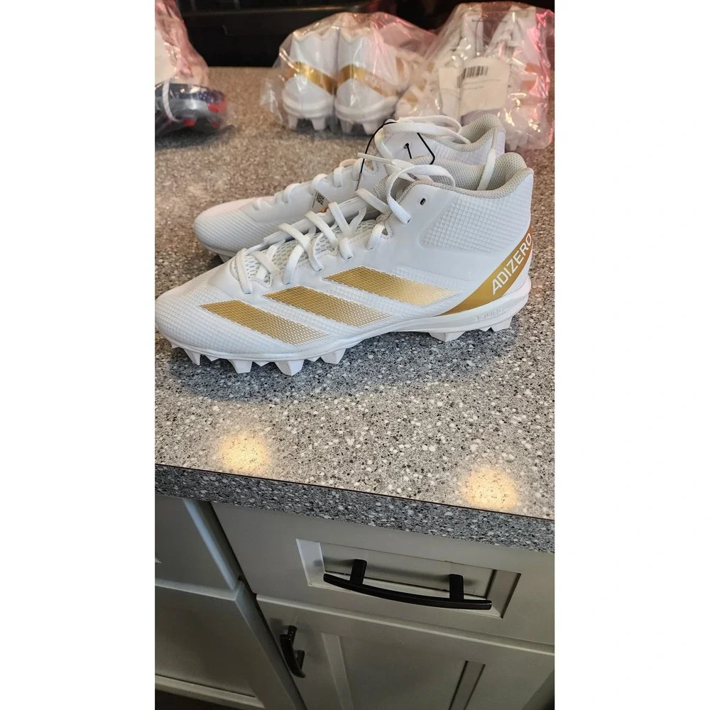 Adidas Adizero Football Cleats Mens Size 10 White Gold New